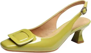 Aceptolcom Women's Slingback Kitten Low Heels Pumps Closed Square Toe Wedding Work Dress Shoes