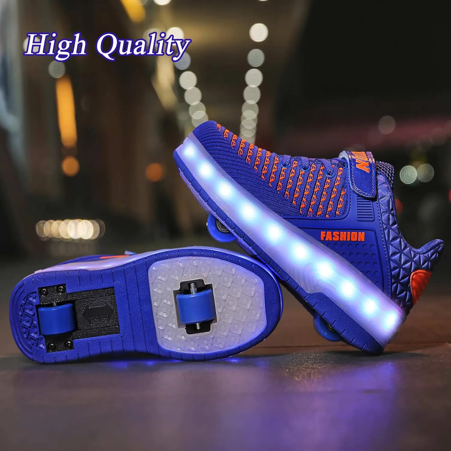 Aikuass USB Chargable LED Light Up Roller Shoes Wheeled Skate Sneaker Shoes for Boys Girls Kids