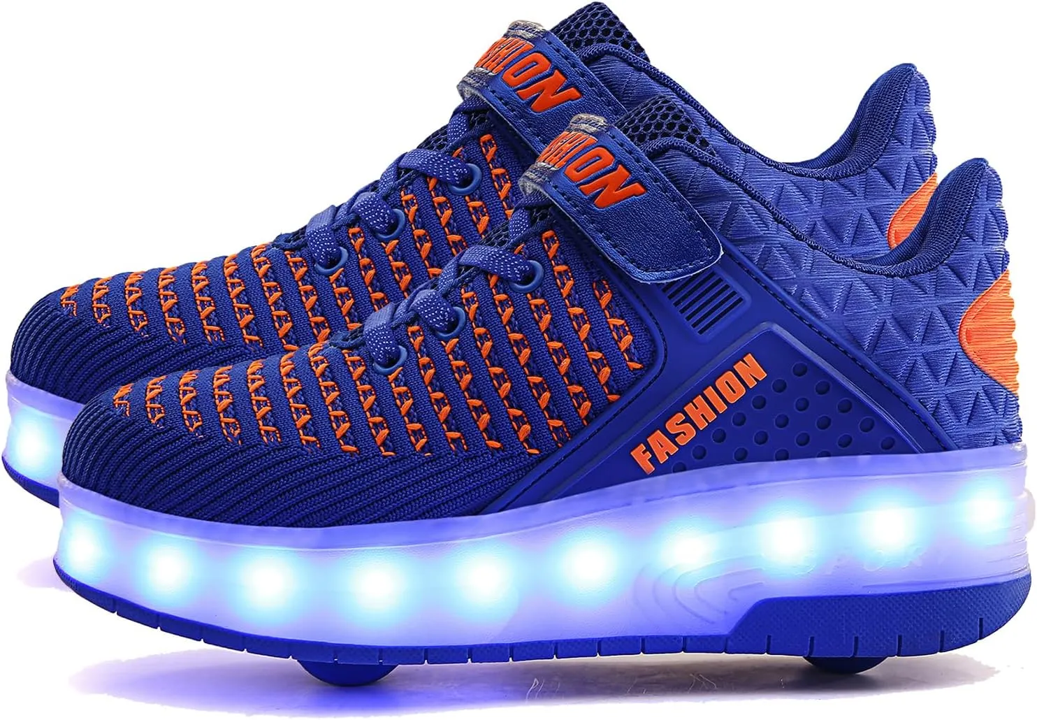 Aikuass USB Chargable LED Light Up Roller Shoes Wheeled Skate Sneaker Shoes for Boys Girls Kids