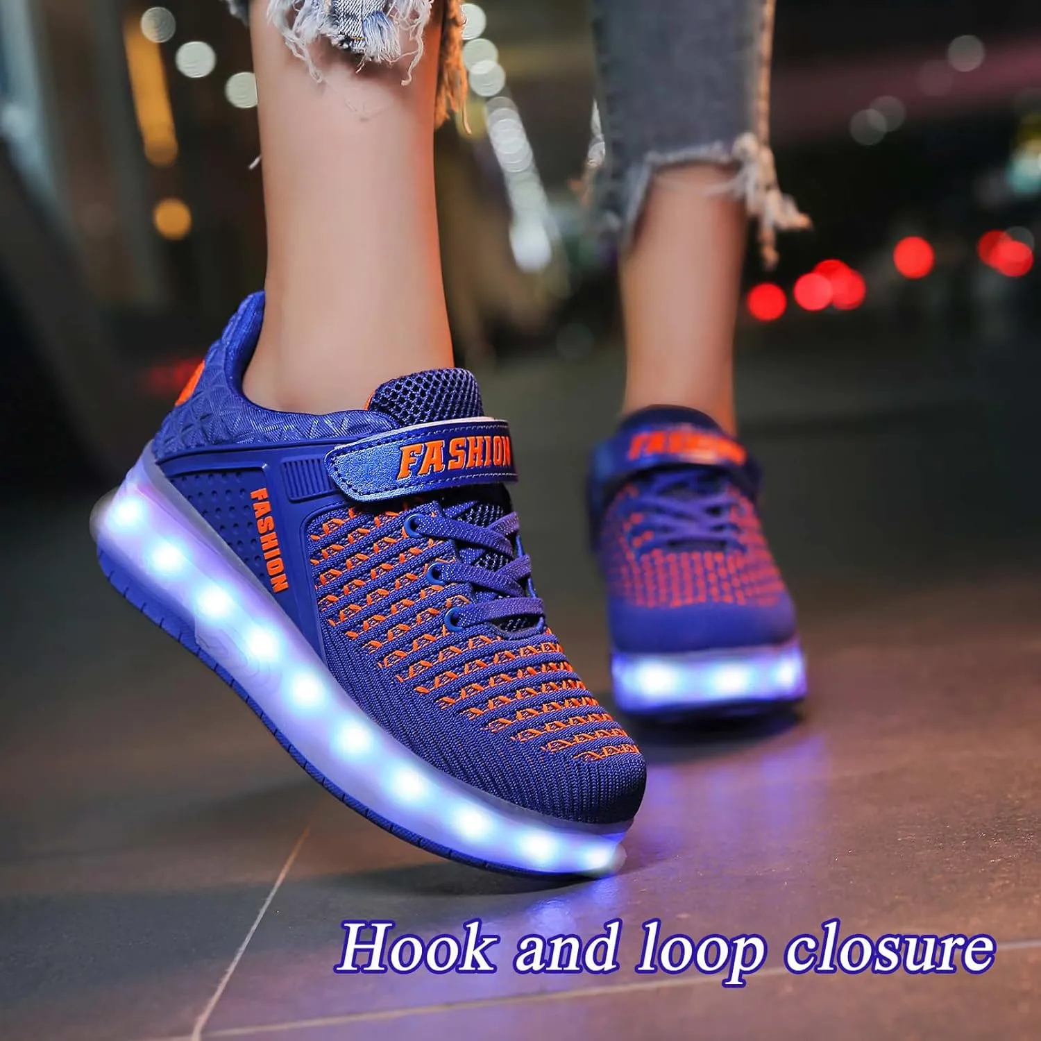 Aikuass USB Chargable LED Light Up Roller Shoes Wheeled Skate Sneaker Shoes for Boys Girls Kids