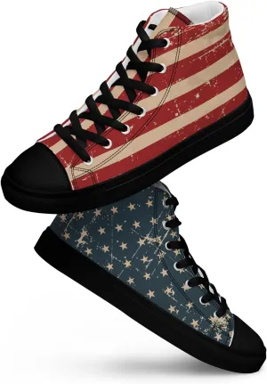 American Flag Men's High-Top Canvas Sneakers