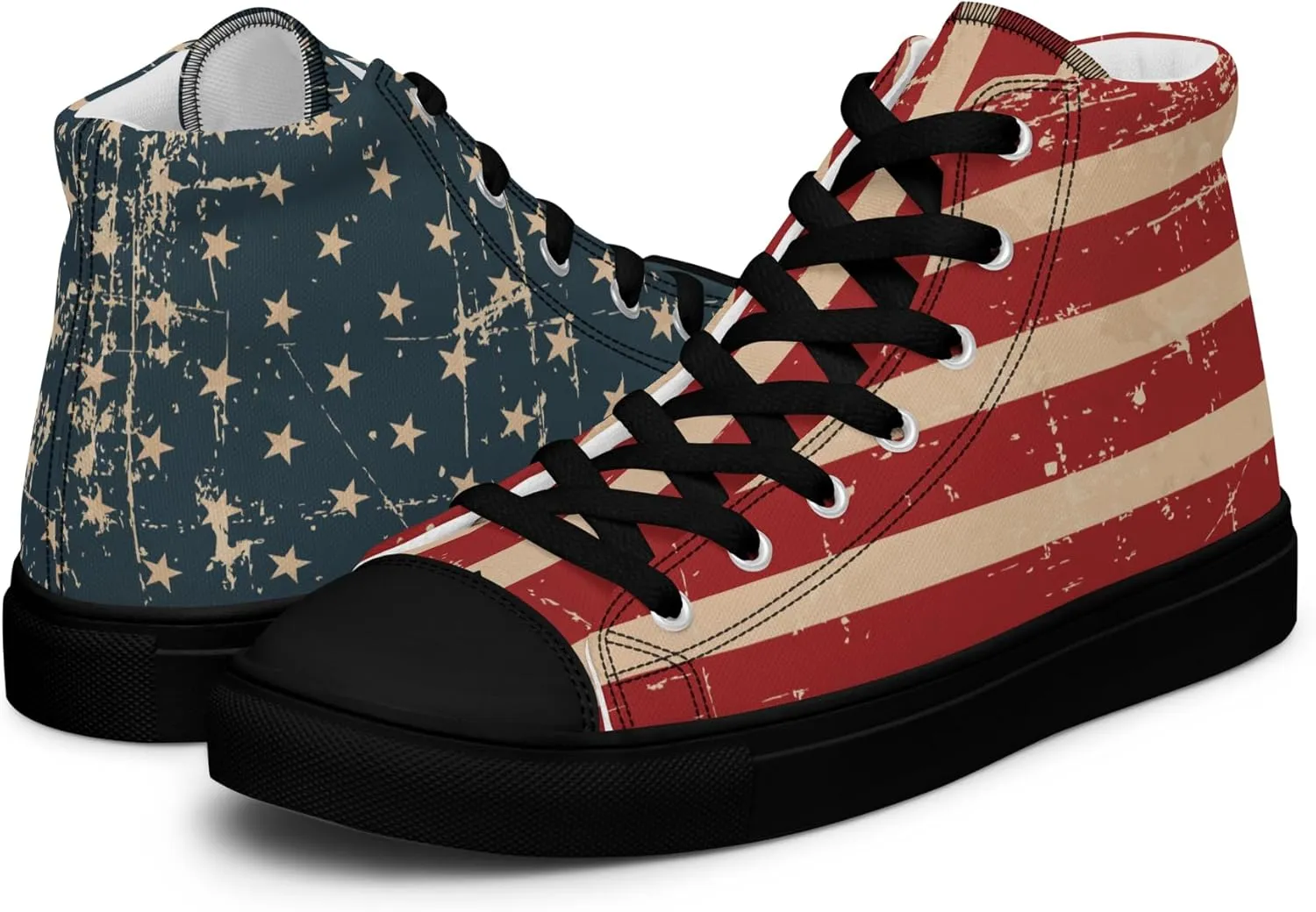 American Flag Men's High-Top Canvas Sneakers