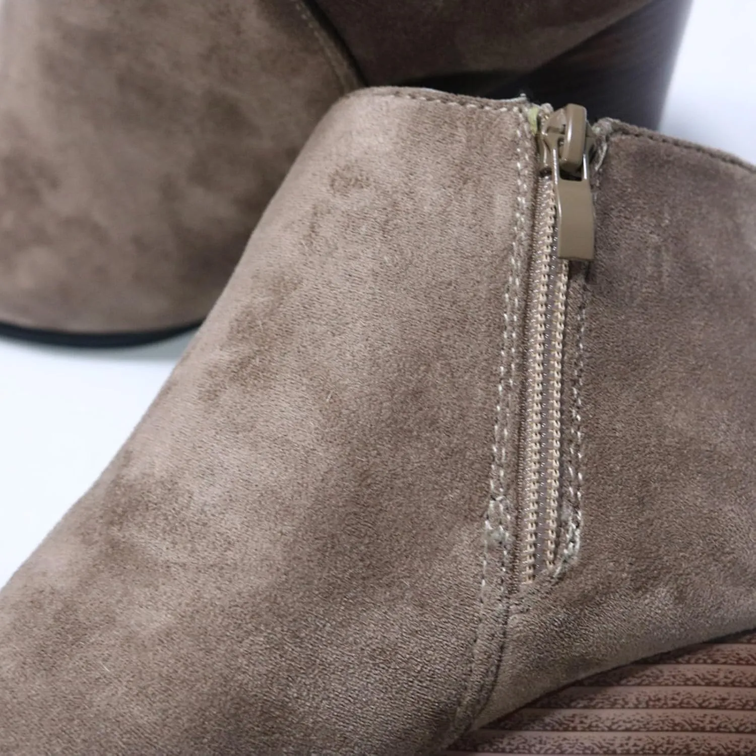 Ankle Boots for Women, Womens Cowboy Boots Low Heel Pointed Toe Retro Cowgirl Boots Chunky Heels Zipper Short Boots