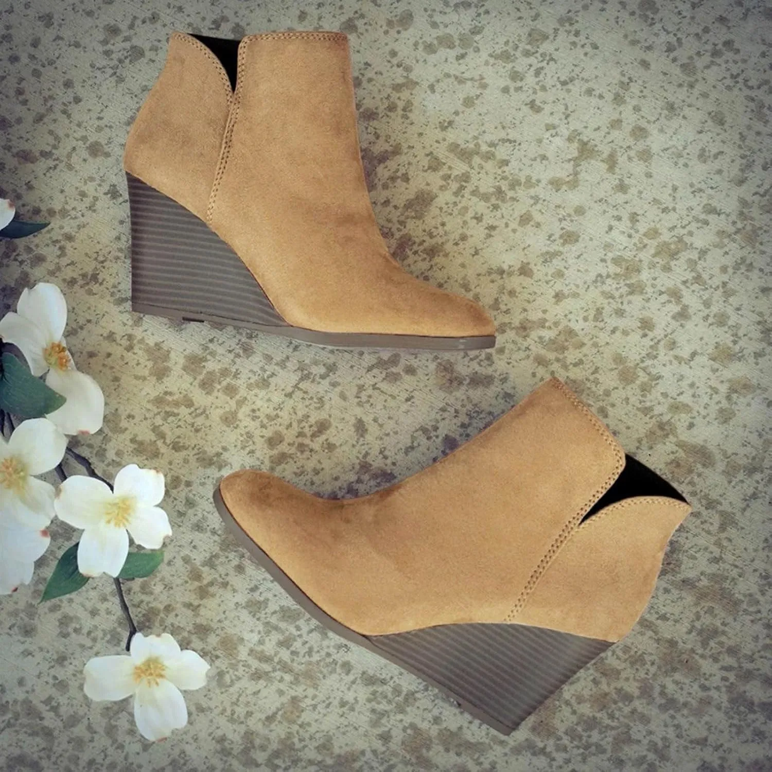 Ankle Boots for Women, Womens Cowboy Boots Low Heel Pointed Toe Retro Cowgirl Boots Chunky Heels Zipper Short Boots