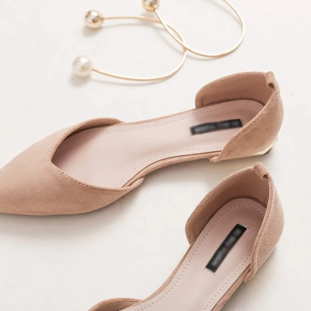 ANUFER Women Pointed Toe Velvet Ballerinas Elegant D'Orsay Pumps Flat Dress Shoes