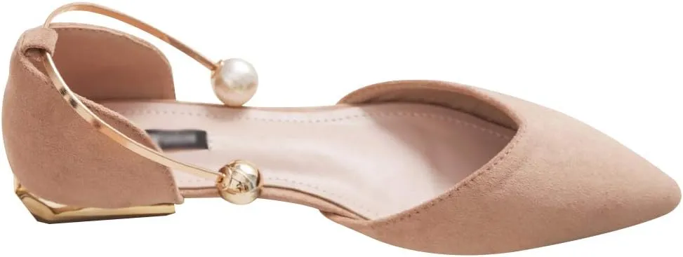 ANUFER Women Pointed Toe Velvet Ballerinas Elegant D'Orsay Pumps Flat Dress Shoes
