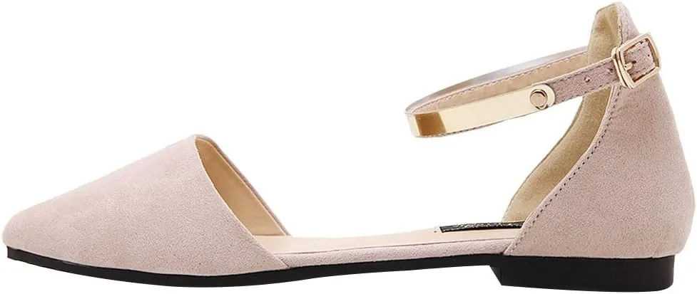 ANUFER Women Pointed Toe Velvet Ballerinas Elegant D'Orsay Pumps Flat Dress Shoes