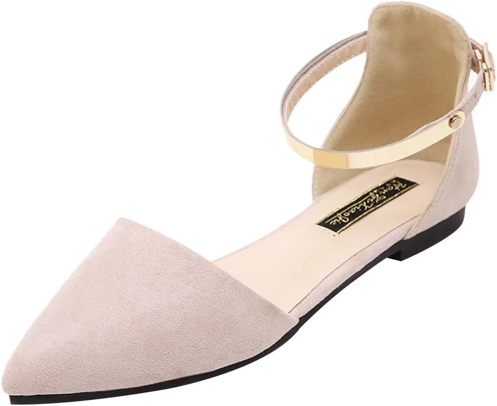 ANUFER Women Pointed Toe Velvet Ballerinas Elegant D'Orsay Pumps Flat Dress Shoes