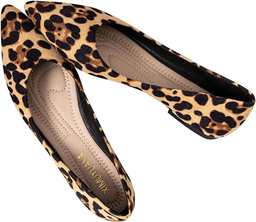 ANUFER Womens Pointed Toe Ballerinas Lightweight Flat Pumps