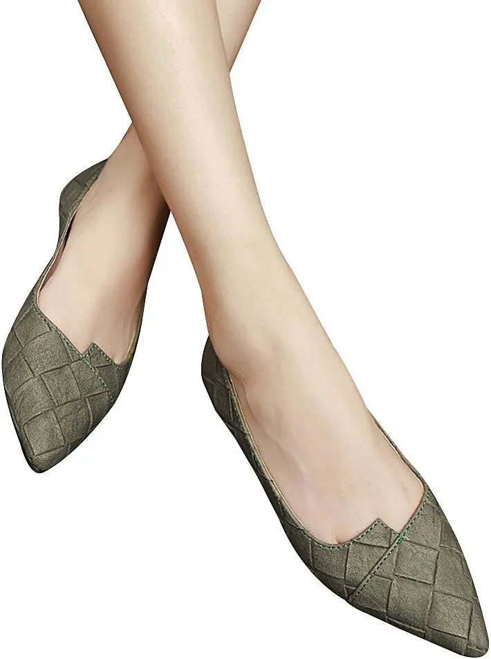 ANUFER Womens Pointed Toe Ballerinas Lightweight Flat Pumps