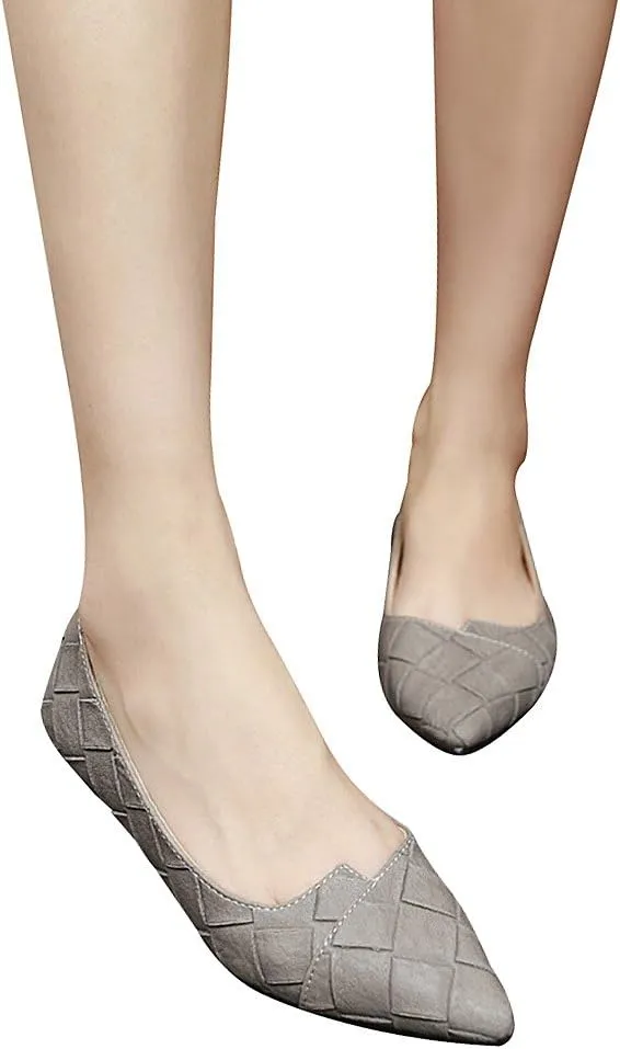 ANUFER Womens Pointed Toe Ballerinas Lightweight Flat Pumps