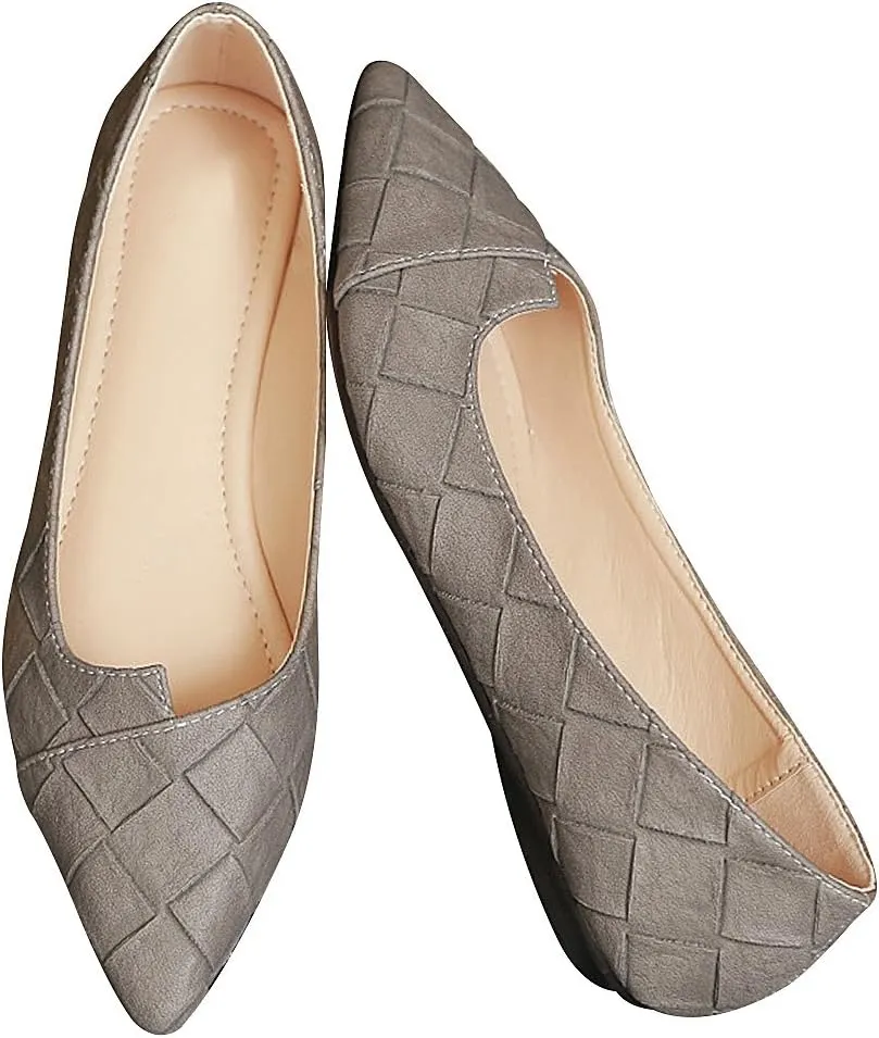 ANUFER Womens Pointed Toe Ballerinas Lightweight Flat Pumps