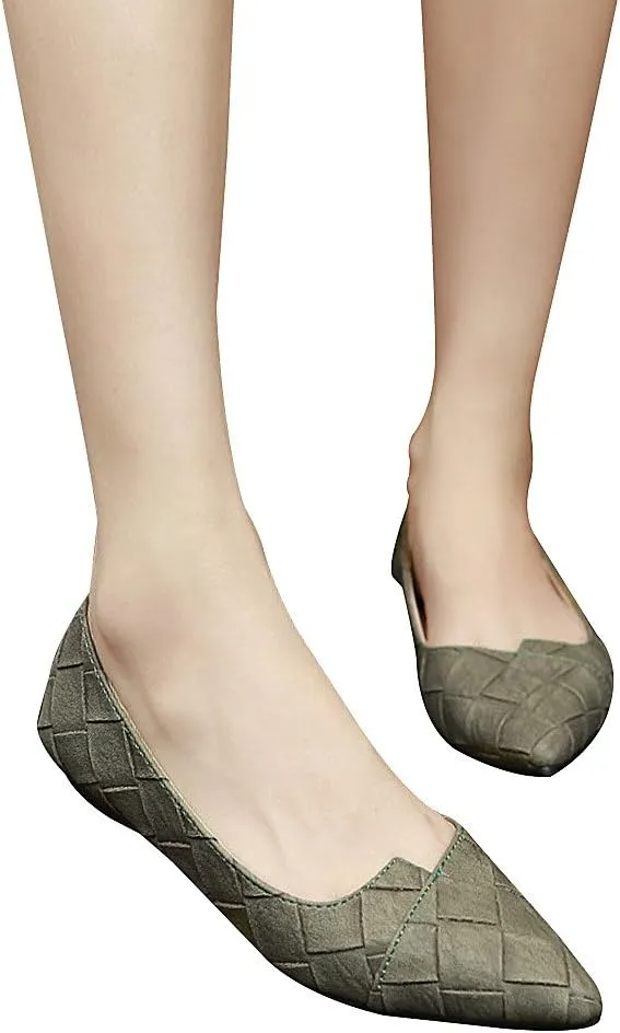 ANUFER Womens Pointed Toe Ballerinas Lightweight Flat Pumps
