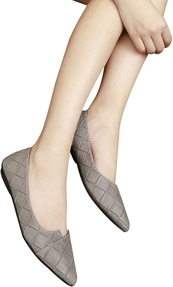 ANUFER Womens Pointed Toe Ballerinas Lightweight Flat Pumps