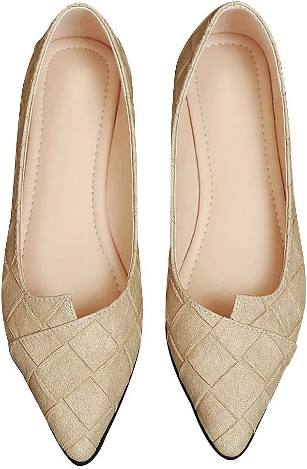 ANUFER Womens Pointed Toe Ballerinas Lightweight Flat Pumps