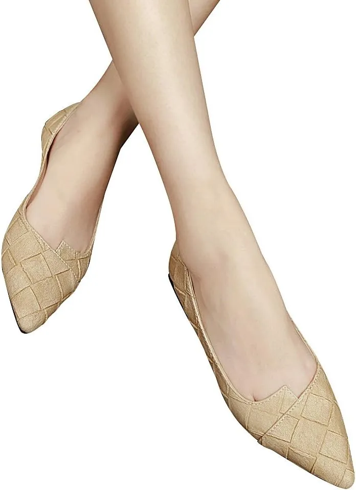 ANUFER Womens Pointed Toe Ballerinas Lightweight Flat Pumps