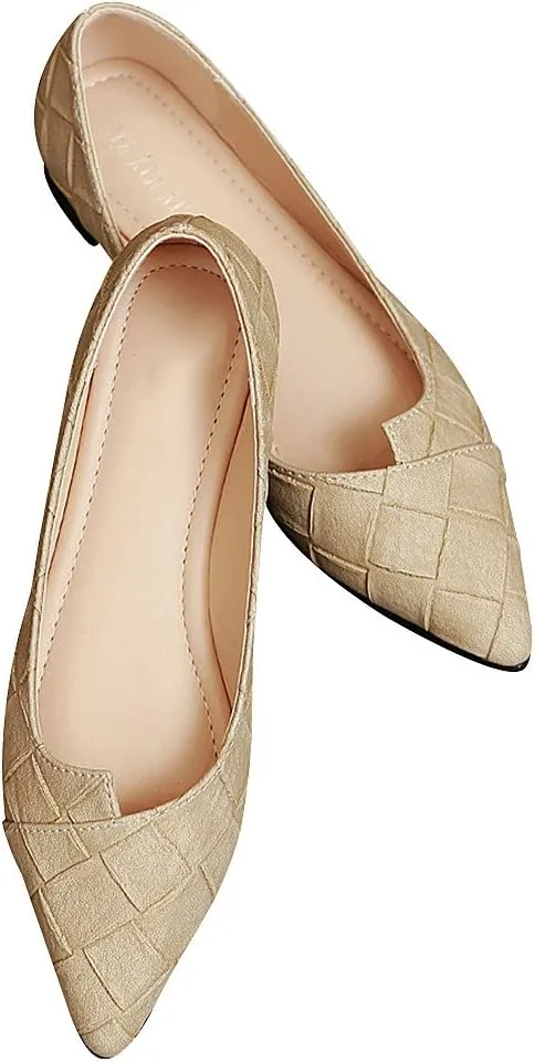 ANUFER Womens Pointed Toe Ballerinas Lightweight Flat Pumps