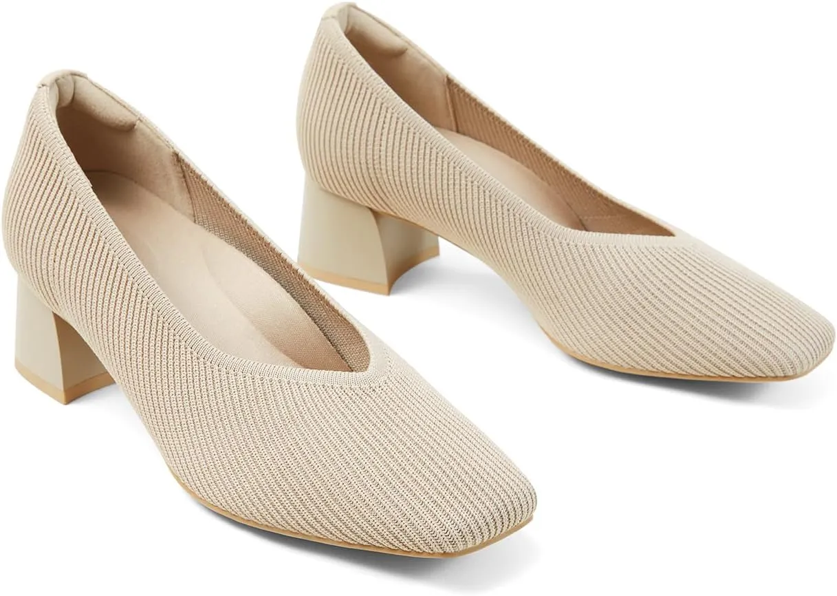 Arromic Women's Pumps Closed Toe Chunky Block Square Toe Low Heels Work Shoes Casual Daily Wear