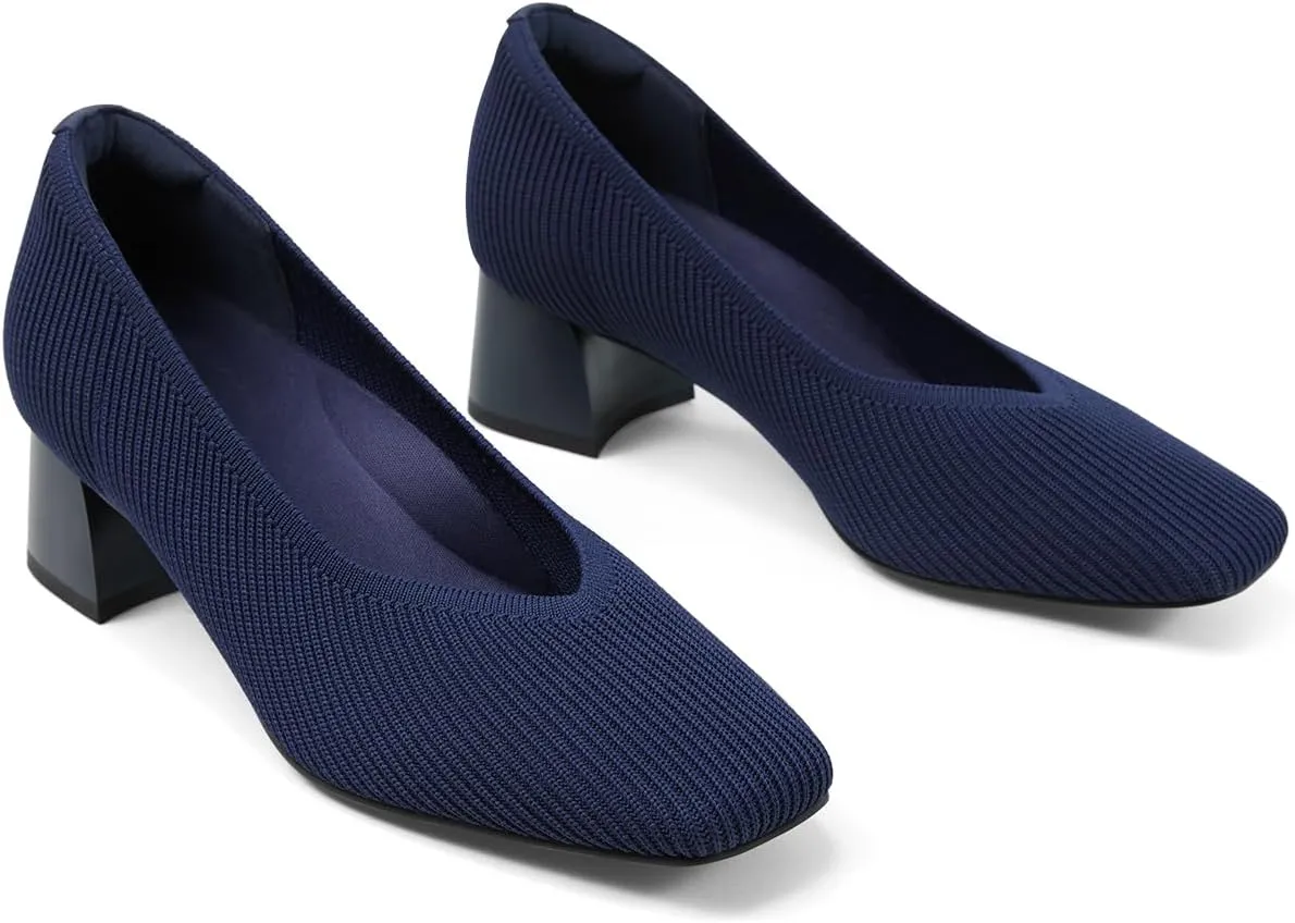 Arromic Women's Pumps Closed Toe Chunky Block Square Toe Low Heels Work Shoes Casual Daily Wear