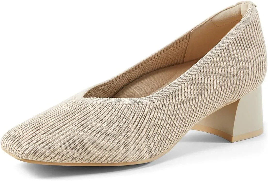 Arromic Women's Pumps Closed Toe Chunky Block Square Toe Low Heels Work Shoes Casual Daily Wear