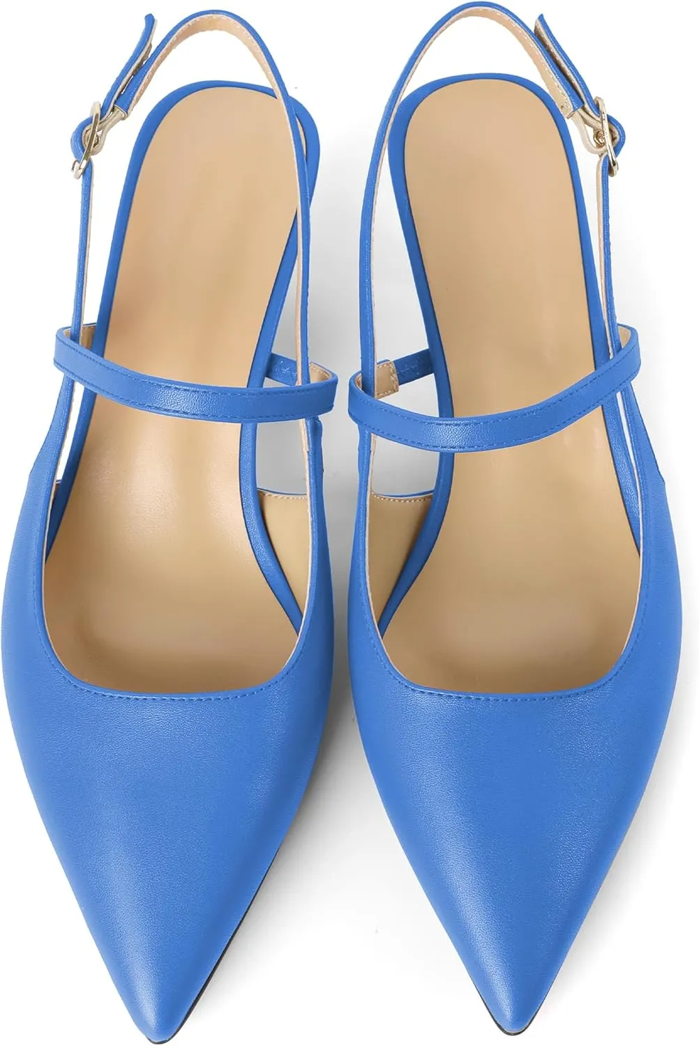 AUMOTED Kitten Low Heels for Womens Slingback Mary Janes Shoes Closed Pointed Toe Pumps Matte Leather 2 Inch Party Dress Shoes