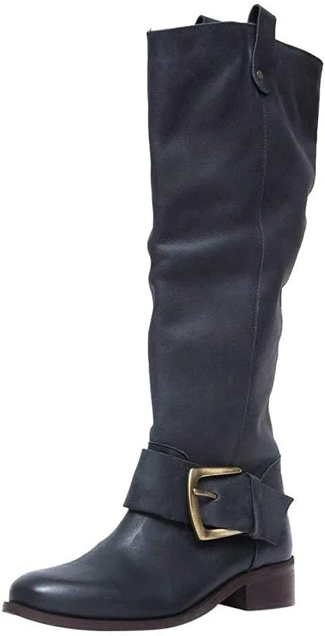 Bcshiye Women's Wide Calf Boots Knee High Riding Combat Boots Wide Width Winter Boots Extra Wide Calf Thigh High Boots