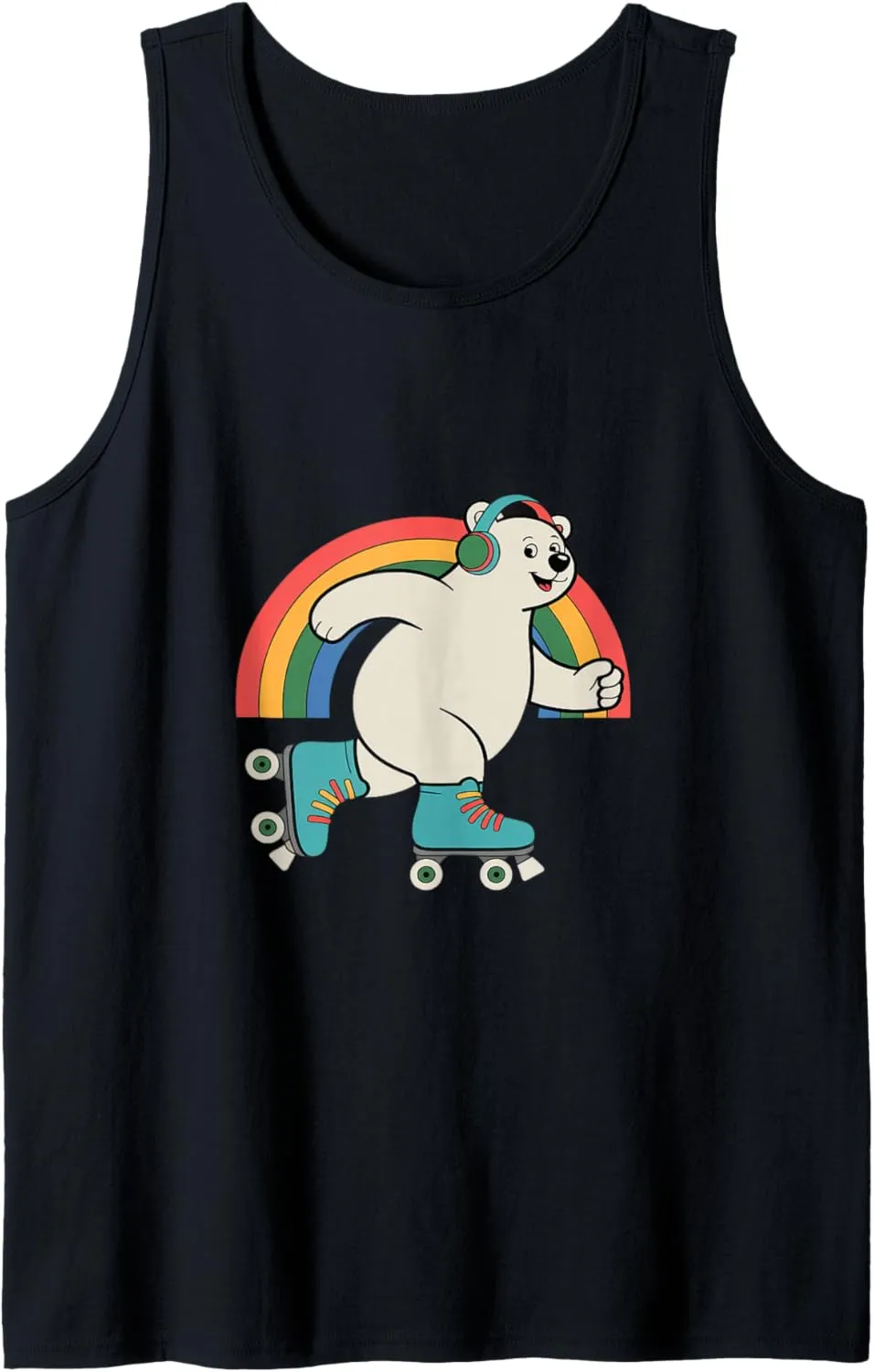 Bear In A Roller Skate Shoes Rainbow Kawaii Roller Skating Tank Top