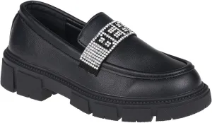 bebe Girl's Mary Jane Loafers Patent Platform Casual Black Uniform Shoes for Girls - Kids School Shoes Little Kid/Big Kid