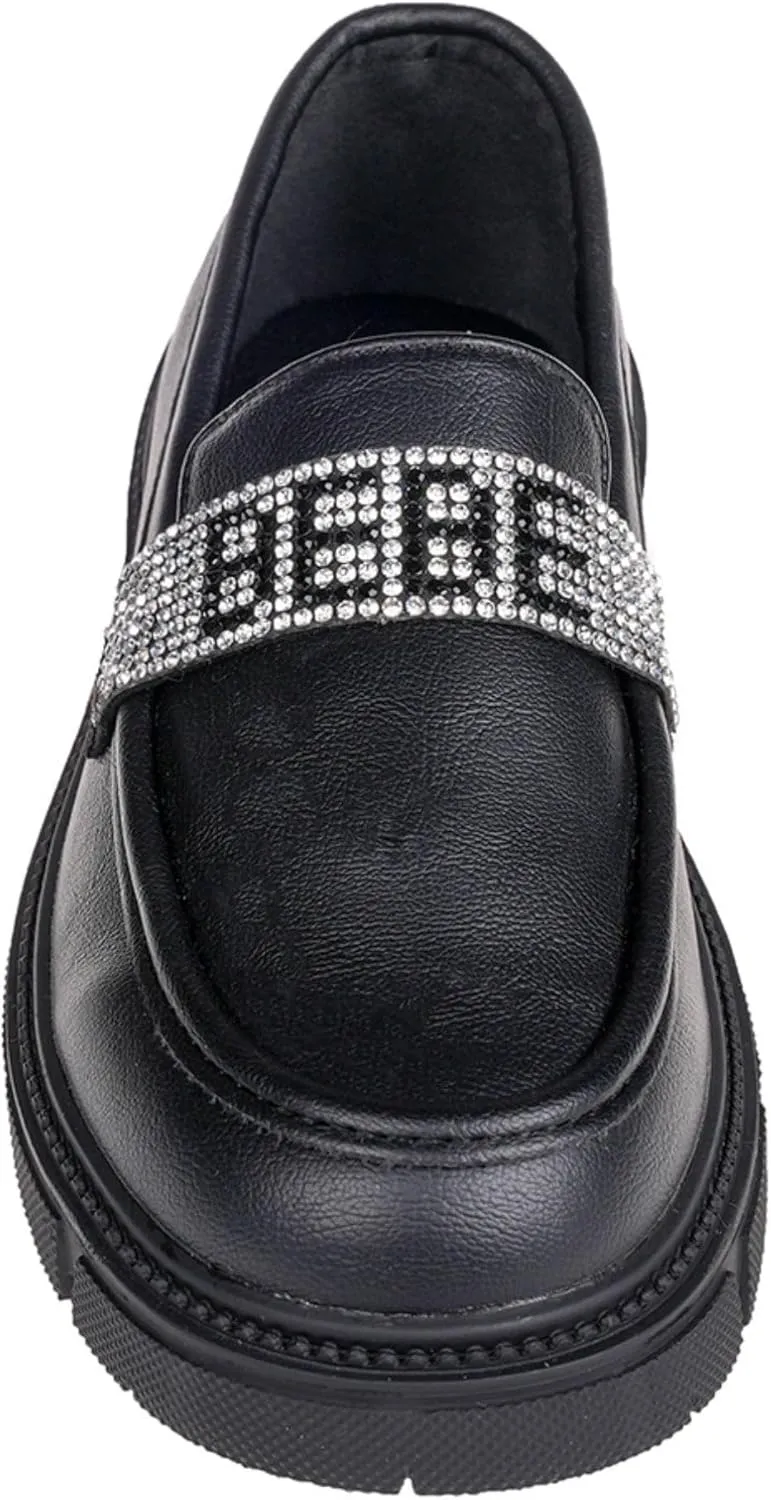 bebe Girl's Mary Jane Loafers Patent Platform Casual Black Uniform Shoes for Girls - Kids School Shoes Little Kid/Big Kid