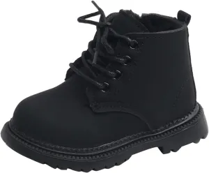Boys Girls Zipper Ankle Boots Classic Lace up Ankle Outdoor Boots Cold Weather Non Slip Winter Booties