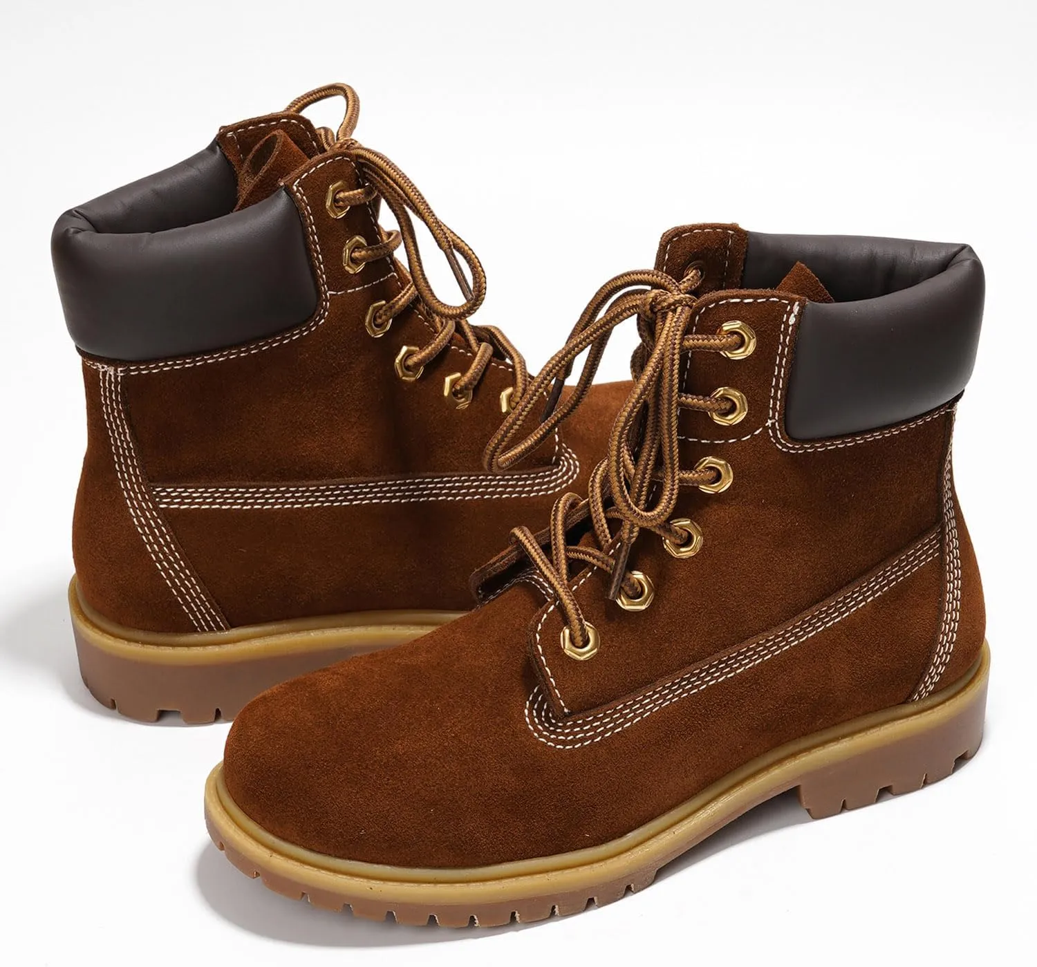 Cape Robbin Cow Suede Leather Slip-Resistant Ankle Boots Womens - Lace-Up Combat Boots - Water-Resistant Fall Moto Boots, Womens Winter Combat Boots (Alecia.A)