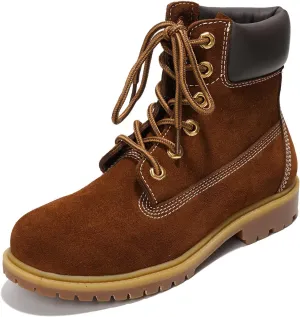 Cape Robbin Cow Suede Leather Slip-Resistant Ankle Boots Womens - Lace-Up Combat Boots - Water-Resistant Fall Moto Boots, Womens Winter Combat Boots (Alecia.A)