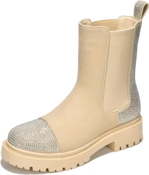 Cape Robbin Nineo Rhinestone-Laced Knit Chelsea Boots (Nineo)