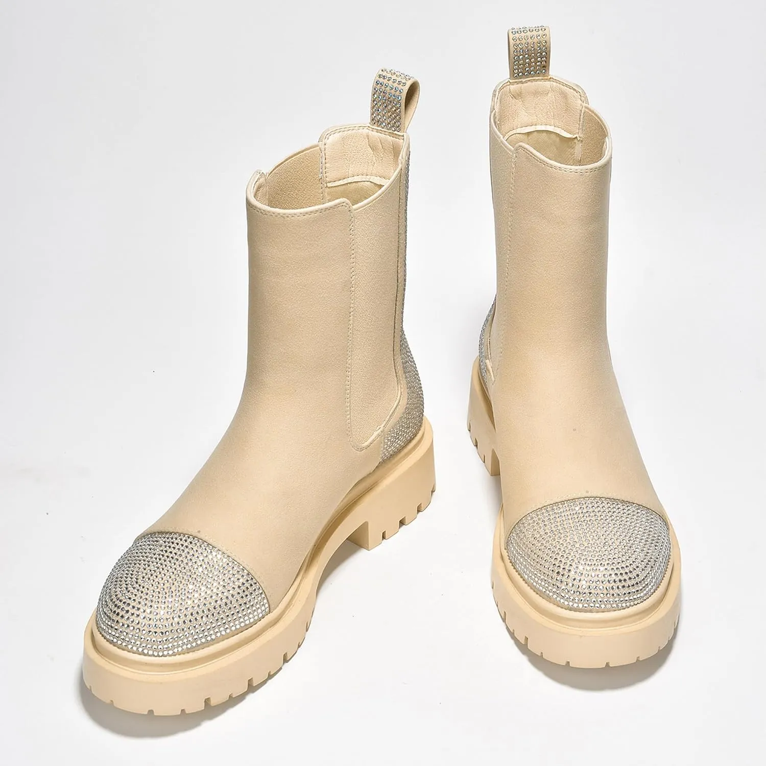 Cape Robbin Nineo Rhinestone-Laced Knit Chelsea Boots (Nineo)