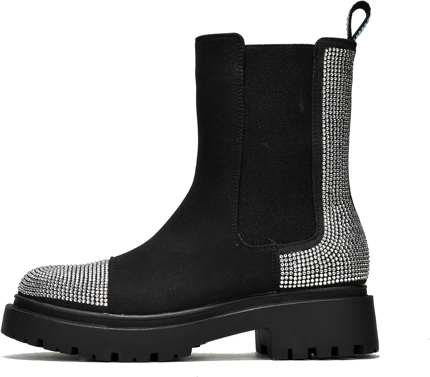 Cape Robbin Nineo Rhinestone-Laced Knit Chelsea Boots (Nineo)