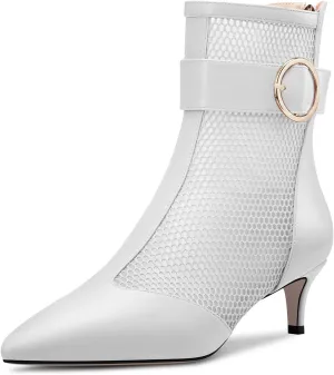 Castamere Women Mid Heel Pointed Toe Summer Mesh Ankle Boots Short Bootie Zipper Prom Dress 2.0 Inches Heels
