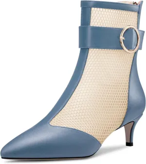 Castamere Women Mid Heel Pointed Toe Summer Mesh Ankle Boots Short Bootie Zipper Prom Dress 2.0 Inches Heels