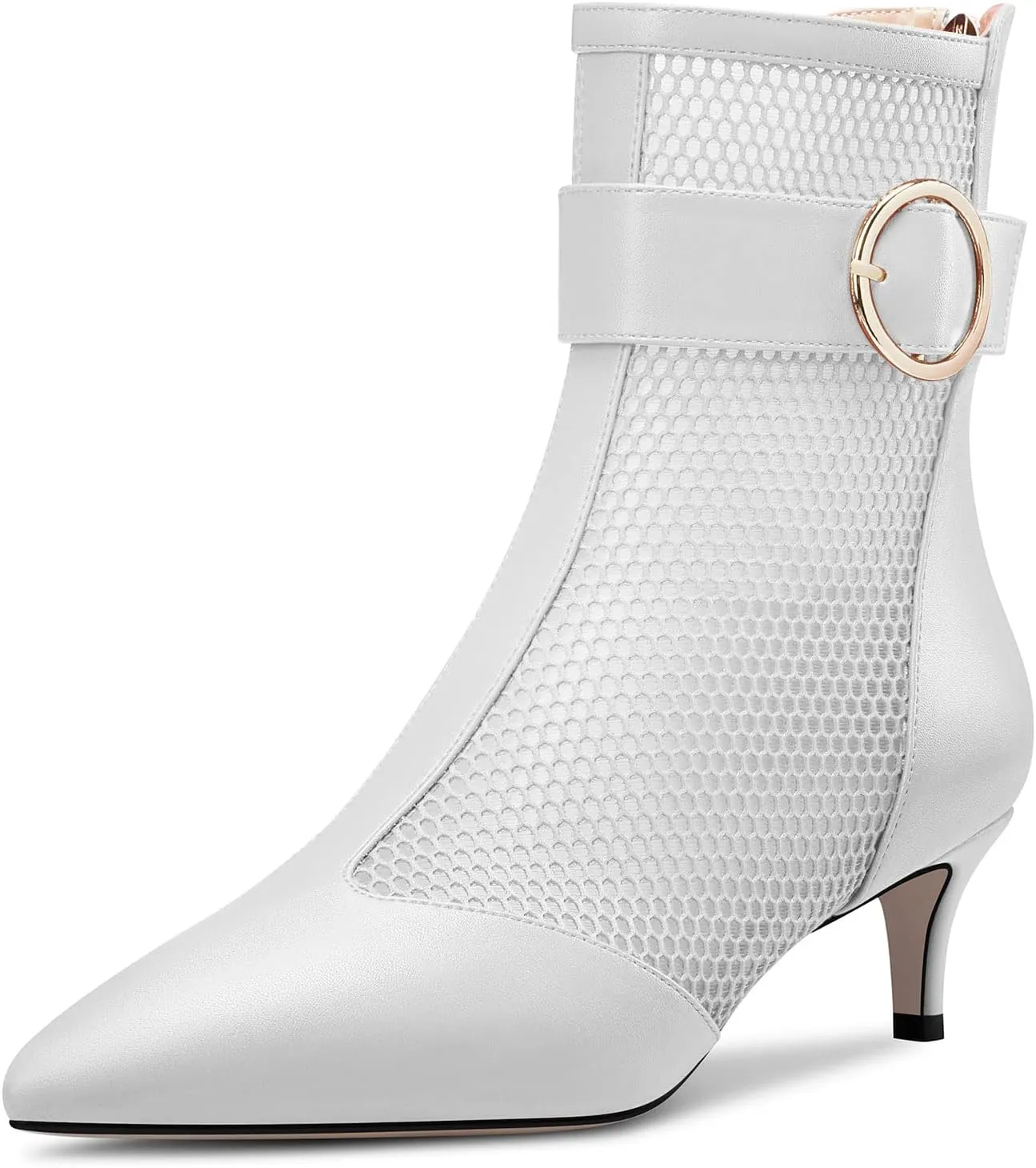 Castamere Women Mid Heel Pointed Toe Summer Mesh Ankle Boots Short Bootie Zipper Prom Dress 2.0 Inches Heels