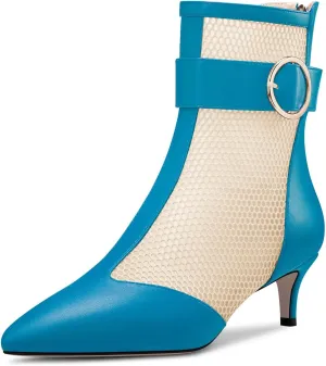 Castamere Women Mid Heel Pointed Toe Summer Mesh Ankle Boots Short Bootie Zipper Prom Dress 2.0 Inches Heels