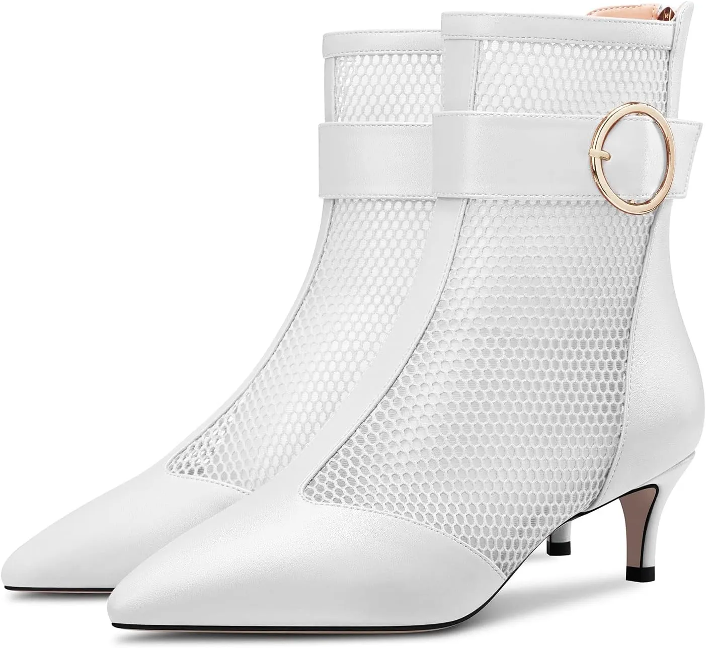 Castamere Women Mid Heel Pointed Toe Summer Mesh Ankle Boots Short Bootie Zipper Prom Dress 2.0 Inches Heels