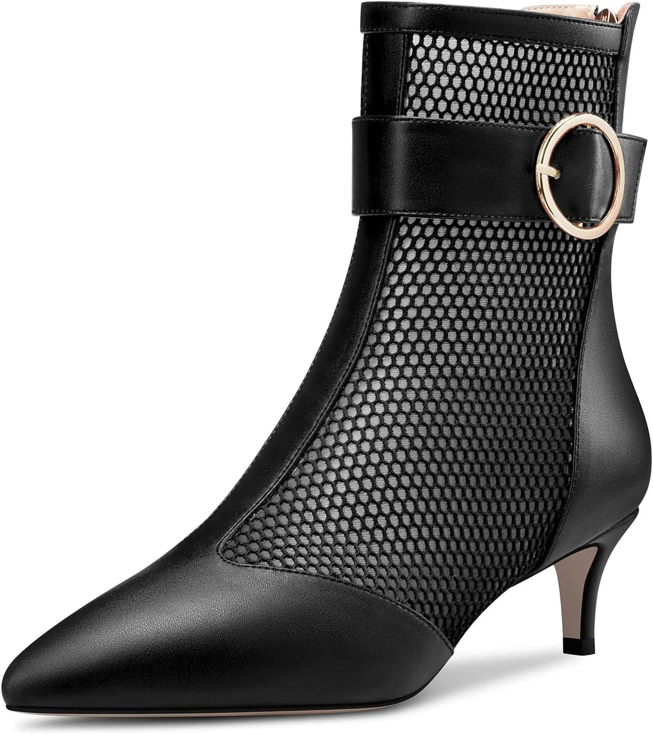 Castamere Women Mid Heel Pointed Toe Summer Mesh Ankle Boots Short Bootie Zipper Prom Dress 2.0 Inches Heels