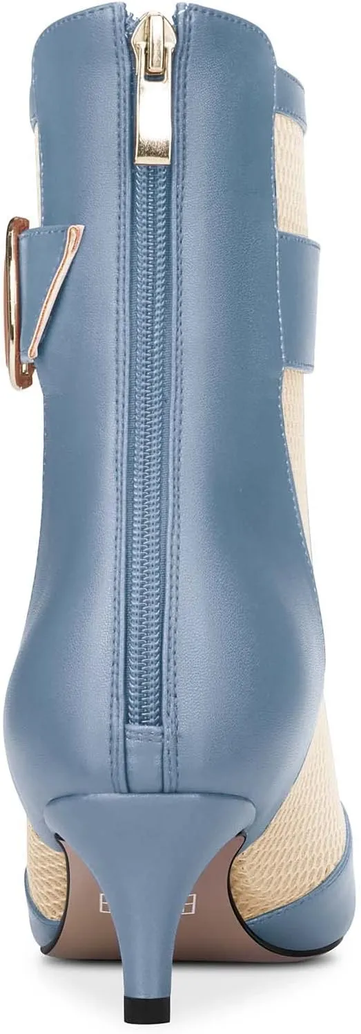 Castamere Women Mid Heel Pointed Toe Summer Mesh Ankle Boots Short Bootie Zipper Prom Dress 2.0 Inches Heels