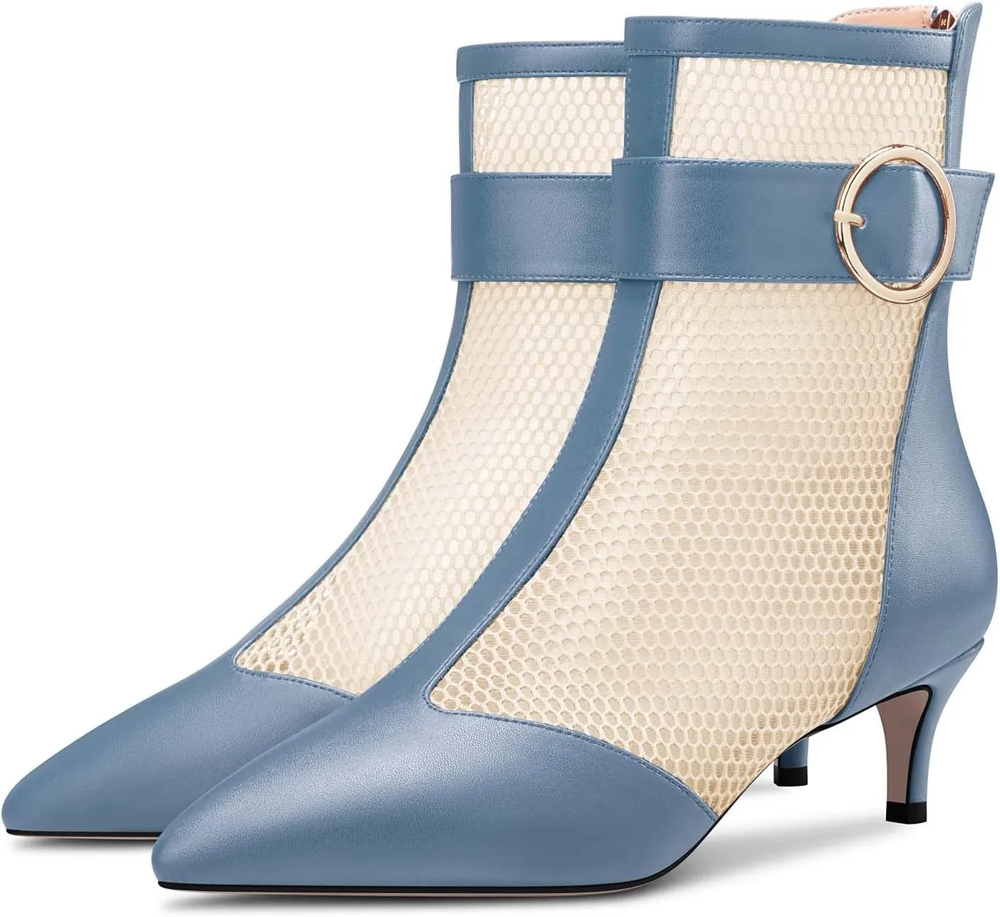 Castamere Women Mid Heel Pointed Toe Summer Mesh Ankle Boots Short Bootie Zipper Prom Dress 2.0 Inches Heels
