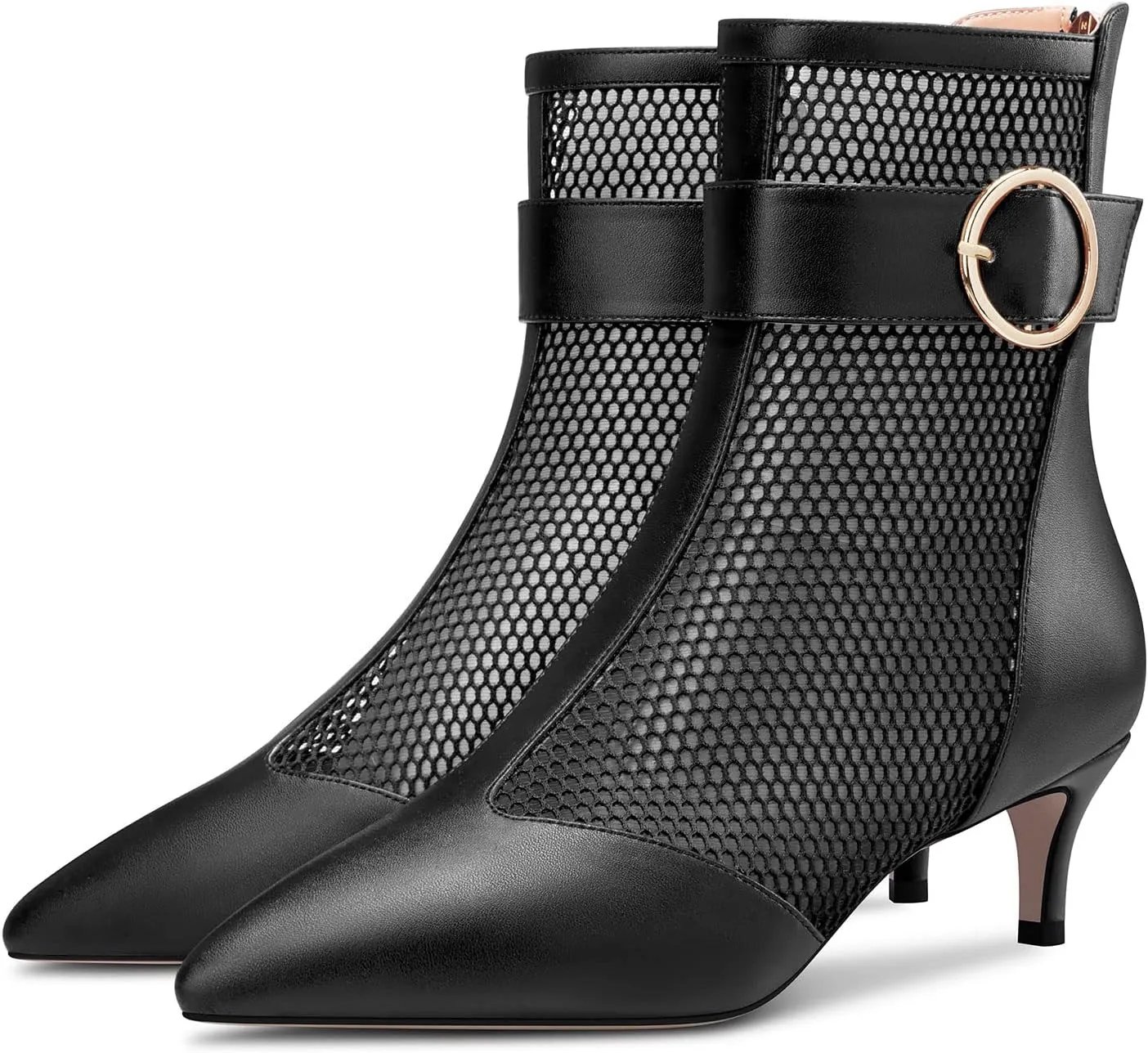 Castamere Women Mid Heel Pointed Toe Summer Mesh Ankle Boots Short Bootie Zipper Prom Dress 2.0 Inches Heels