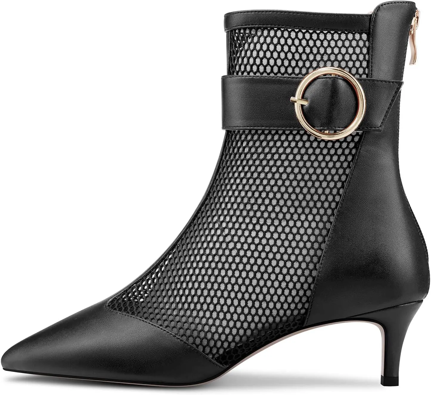 Castamere Women Mid Heel Pointed Toe Summer Mesh Ankle Boots Short Bootie Zipper Prom Dress 2.0 Inches Heels