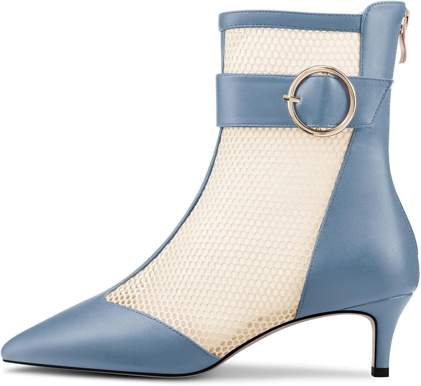 Castamere Women Mid Heel Pointed Toe Summer Mesh Ankle Boots Short Bootie Zipper Prom Dress 2.0 Inches Heels