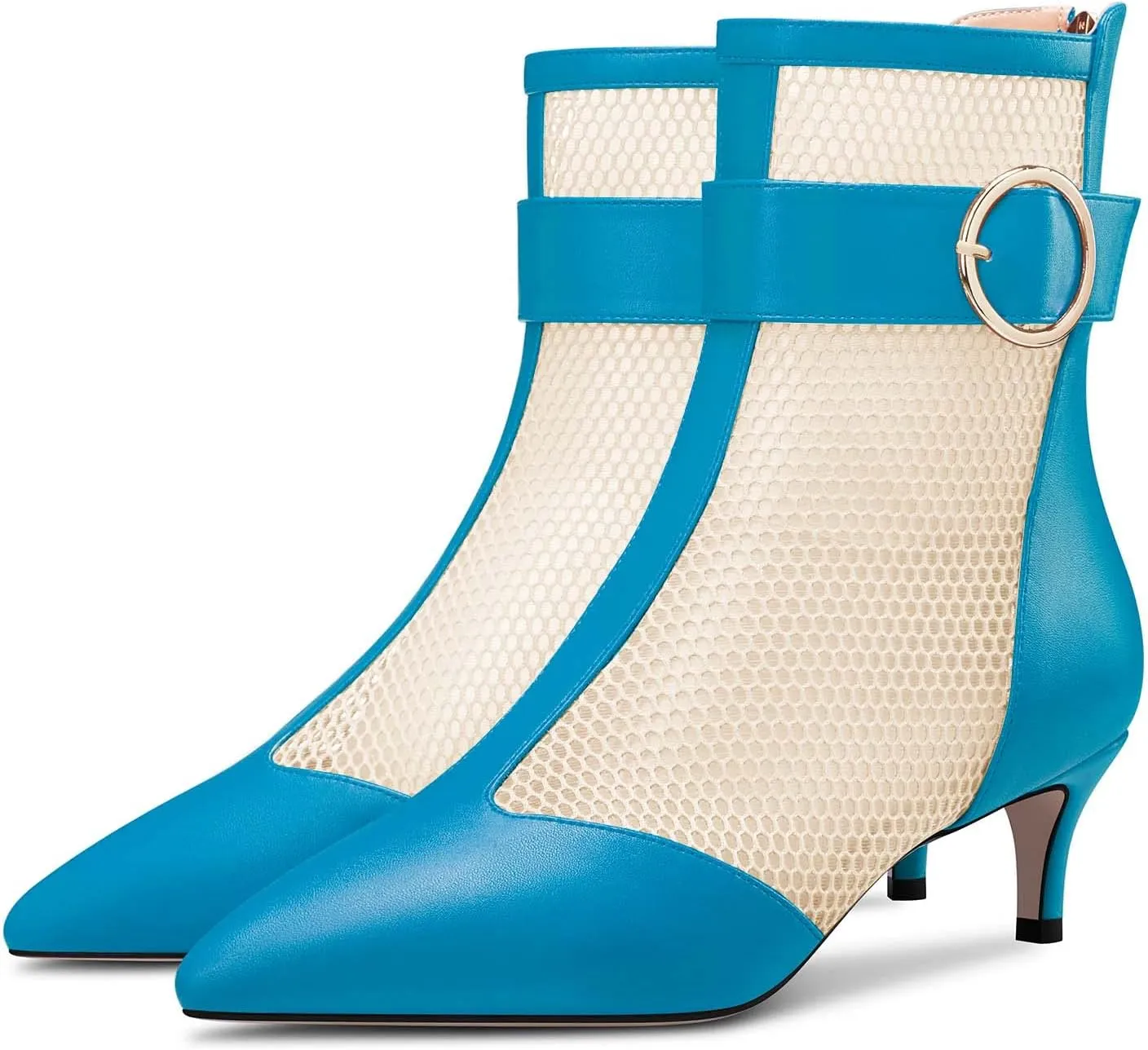 Castamere Women Mid Heel Pointed Toe Summer Mesh Ankle Boots Short Bootie Zipper Prom Dress 2.0 Inches Heels
