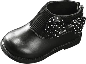 Child and Toddler Winter Booties Ankle Boot Side Zipper Black Boots Low Heels Boots Fall Winter Dress Cute Booties