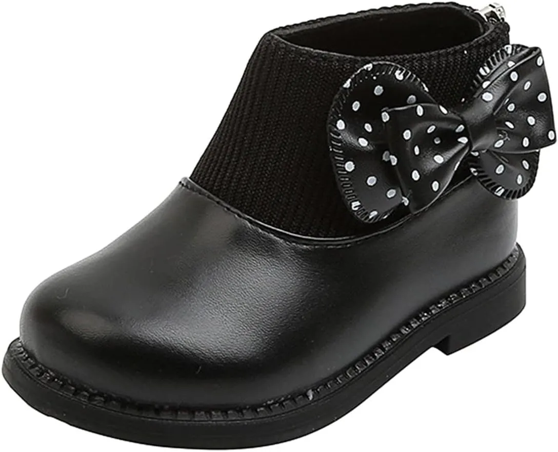 Child and Toddler Winter Booties Ankle Boot Side Zipper Black Boots Low Heels Boots Fall Winter Dress Cute Booties