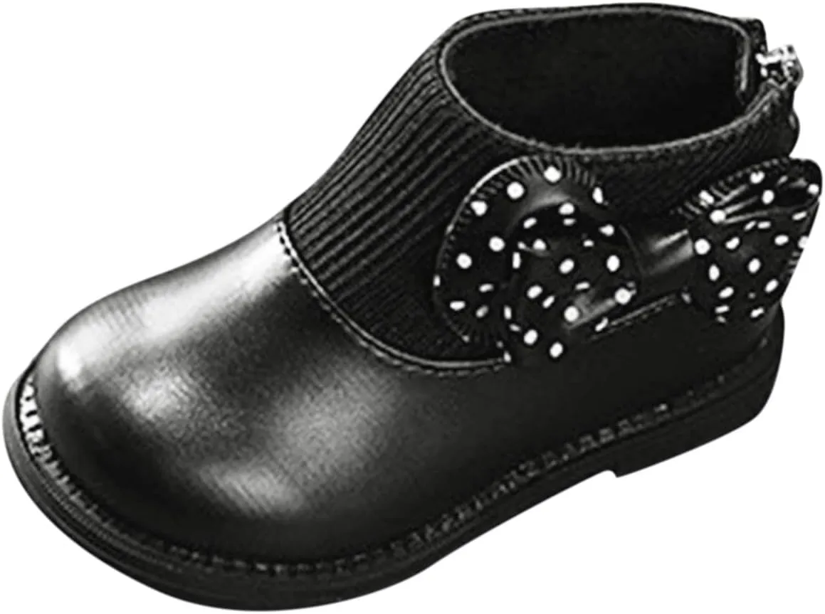 Child and Toddler Winter Booties Ankle Boot Side Zipper Black Boots Low Heels Boots Fall Winter Dress Cute Booties